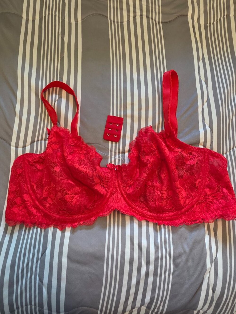 Bright Red Unlined Lace Bra